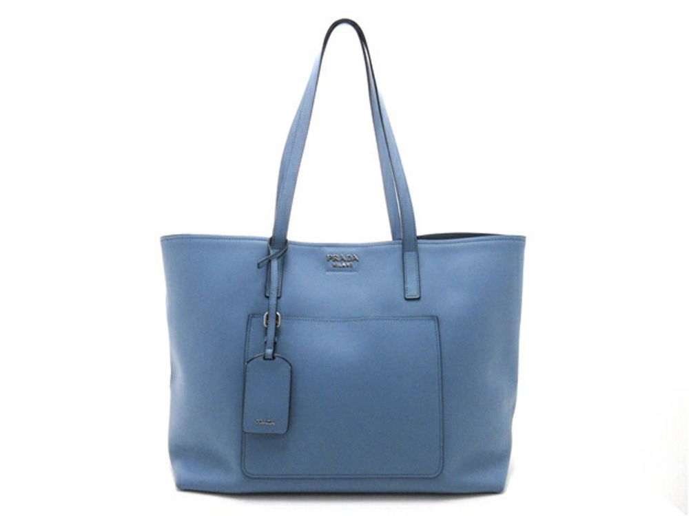Prada Tote Tessuto Saffiano Bag Blue Leather